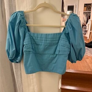 Abercrombie & Fitch Light Blue Smocked Top
